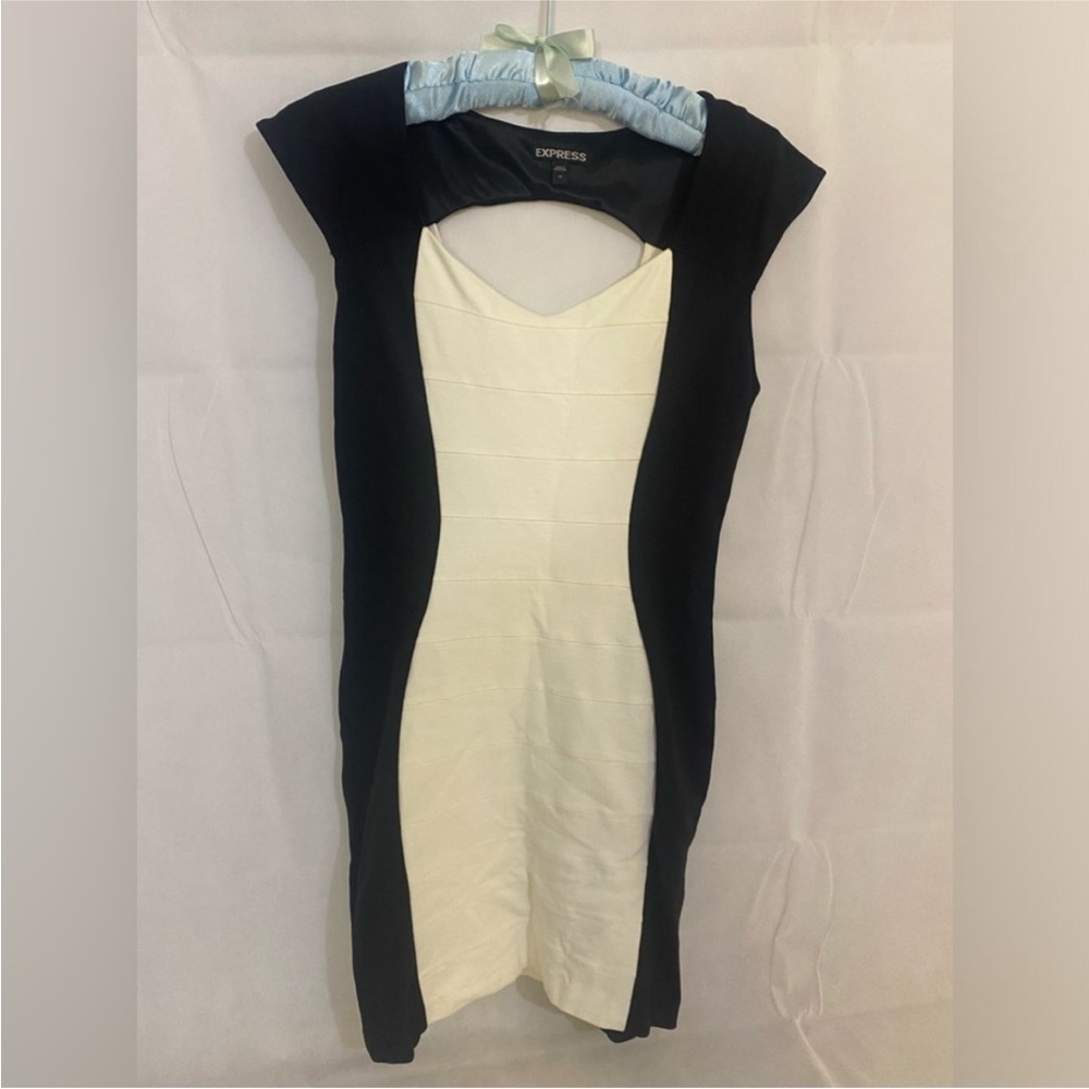 Express Black and Cream Bodycon Dress